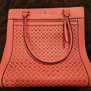 Kate Spade Perri Lane Lynne Bubbles Coral Leather Tote
